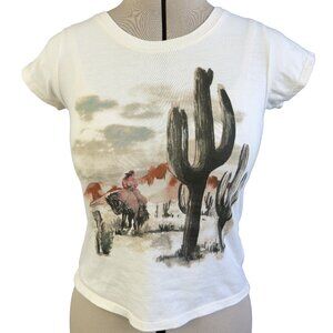 SHYANNE Desert Rider Graphic Tee XS – Western Cactus Cowboy Cotton T‑Shirt